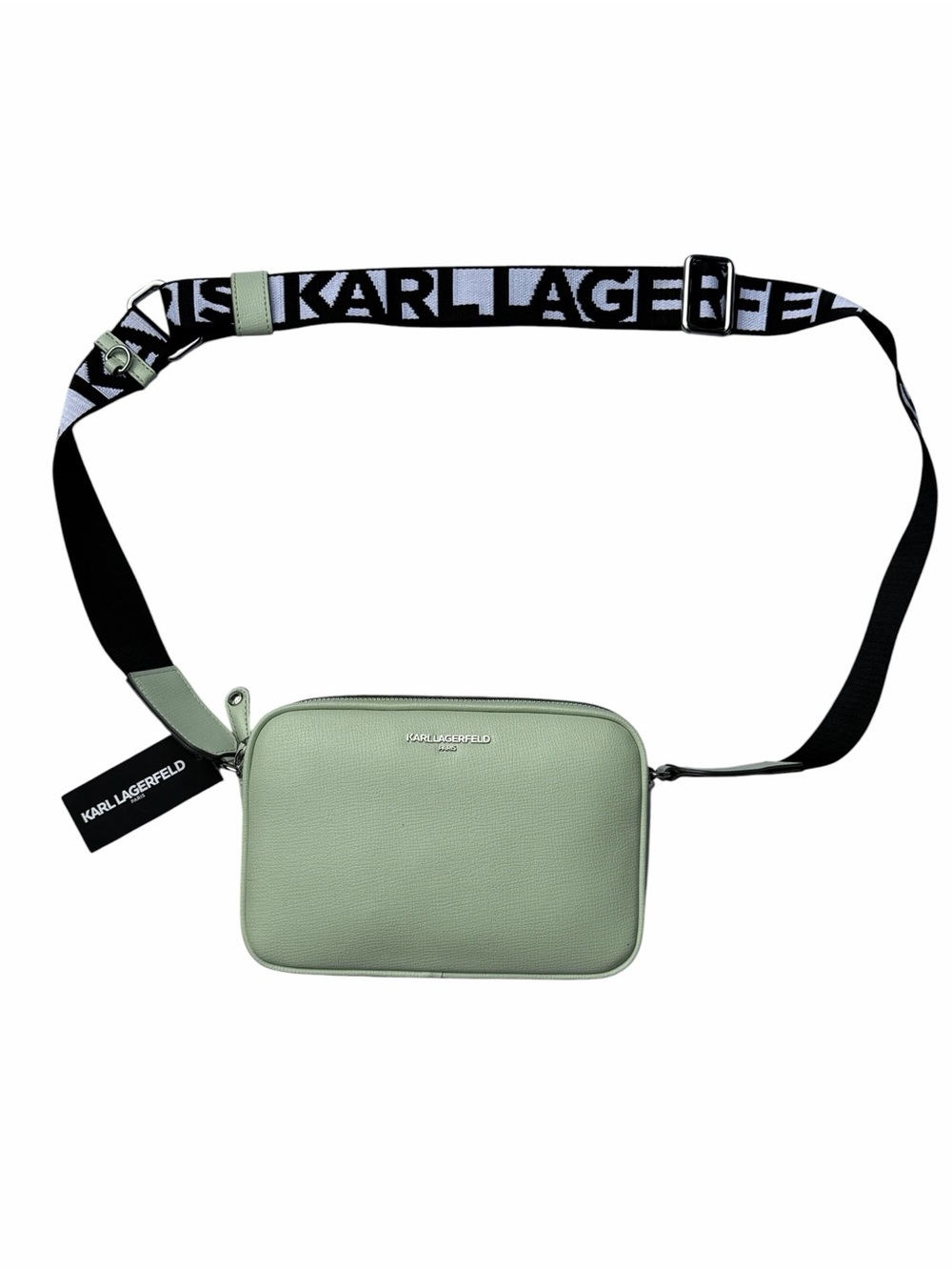 NWT Karl Lagerfeld Mint Green Maybelle Crossbody with Logo Strap